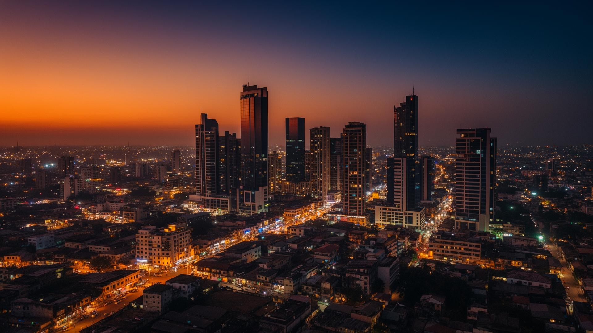 Accra skyline at dusk